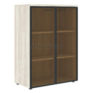 XMC 85.7.1 Шкаф со стеклянными дверьми в металлической рамке с топом 850х410х1165 рис1