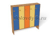 Шкаф 5-ти секционный с антресолью, 1490*320*1500 (каркас бук с разноцветными фасадами, Вариант 2)