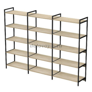 10ССТ.5.800 Стеллаж средний тройной 5 полок, широкий (2360*400*1704) рис1