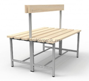 Скамья с деревянным настилом СТ-2(2) двойная, со спинкой, с регулируемыми опорами 1000х715х870 рис1