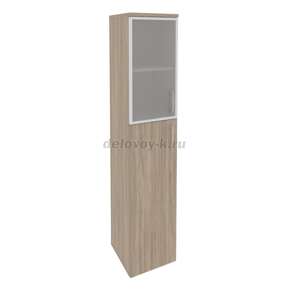 Шкаф высокий узкий левый (1 средний фасад ЛДСП + 1 низкий фасад стекло в раме)  400*420*1977 O.SU-1 фото
