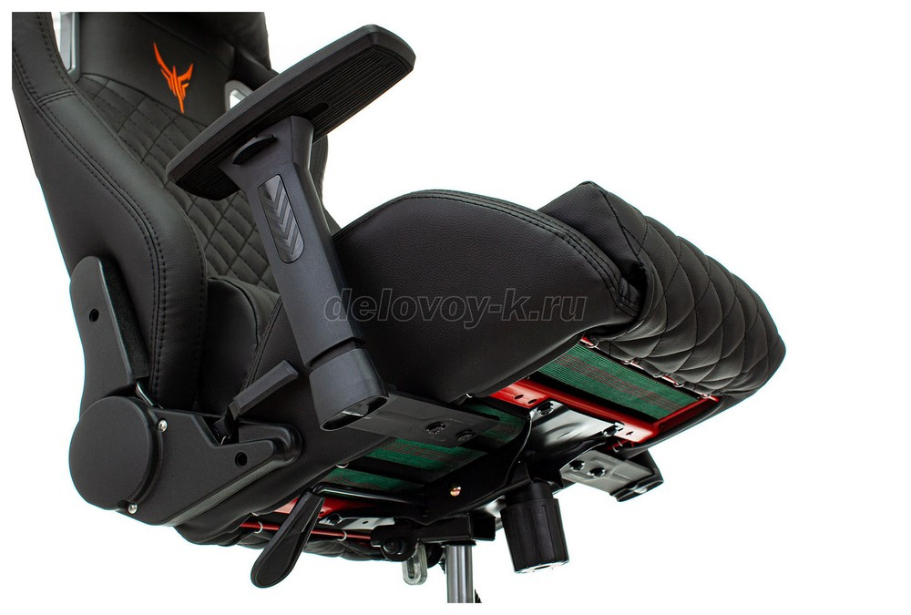 Кресло игровое KNIGHT OUTRIDER экокожа ромбики, подголовник, крестовина металл фото 4