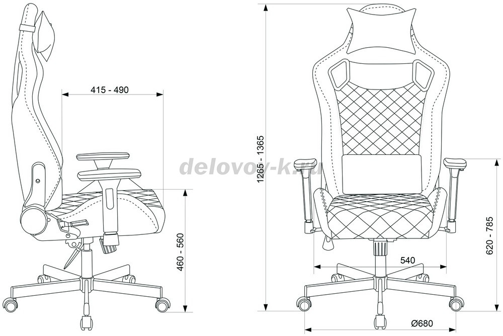 Кресло игровое KNIGHT OUTRIDER экокожа ромбики, подголовник, крестовина металл фото 13