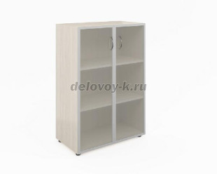 ФР-5.0+60.0с*2+С504*2 Шкаф широкий средний с сатин. стеклом в алюм. раме без топа 800*450*1177 мм рис1