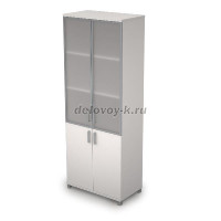 6Ш.005.4 Шкаф для документов высокий со стеклом (800-450-2116) Белый рис1