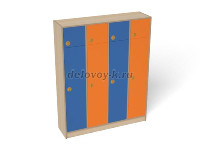 Шкаф 4-х секционный с антресолью на цоколе, 1190*320*1500 (каркас бук с разноцветными фасадами, Вари рис1