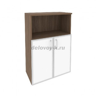 Шкаф средний широкий (2 низких фасада стекло лакобель белое в раме)  800*420*1207 O.ST-2.2R white рис1