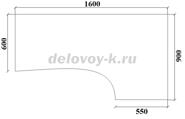 Стол письменный угловой правый ДУ-1.16 пр 1600*900/600*750 рис2