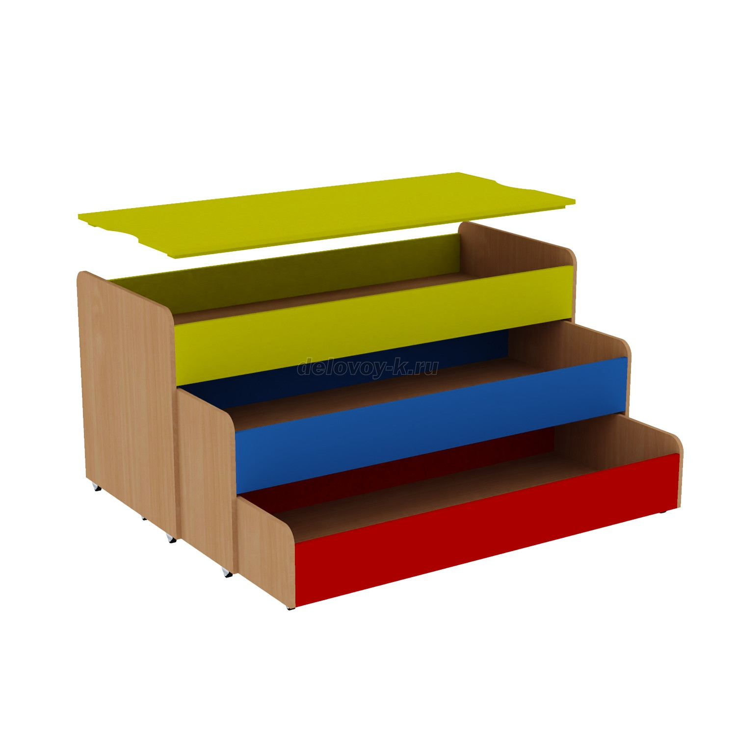 Кровать детская раздвижная трехуровневая с крышкой КВК-02 1480*650*710 фото