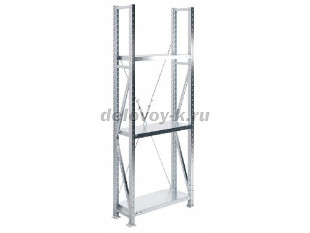 Стеллаж MS U 200/70x30/3 безболтовой среднегрузовой с одной крестовиной жесткости, нагрузка 1000 кг рис1