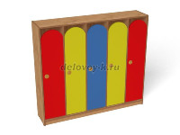 Шкаф 5-ти секционный на цоколе, 1490*320*1320 (каркас бук с разноцветными фасадами, Вариант 3) рис1