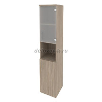 Шкаф высокий узкий правый (1 низкий фасад ЛДСП + 1 низкий фасад стекло)  O.SU-1.4(R) рис1