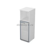 9ПЛ.017.5 Пенал средний со стеклом и нишей (400-450-1245) , левый белый премиум рис4