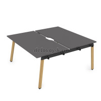 10БДНВ.289 Стол системы БЕНЧ, сдвоенный, на 2 рабочих места - начальный (1400-1635-750) graphit_iron wood рис2