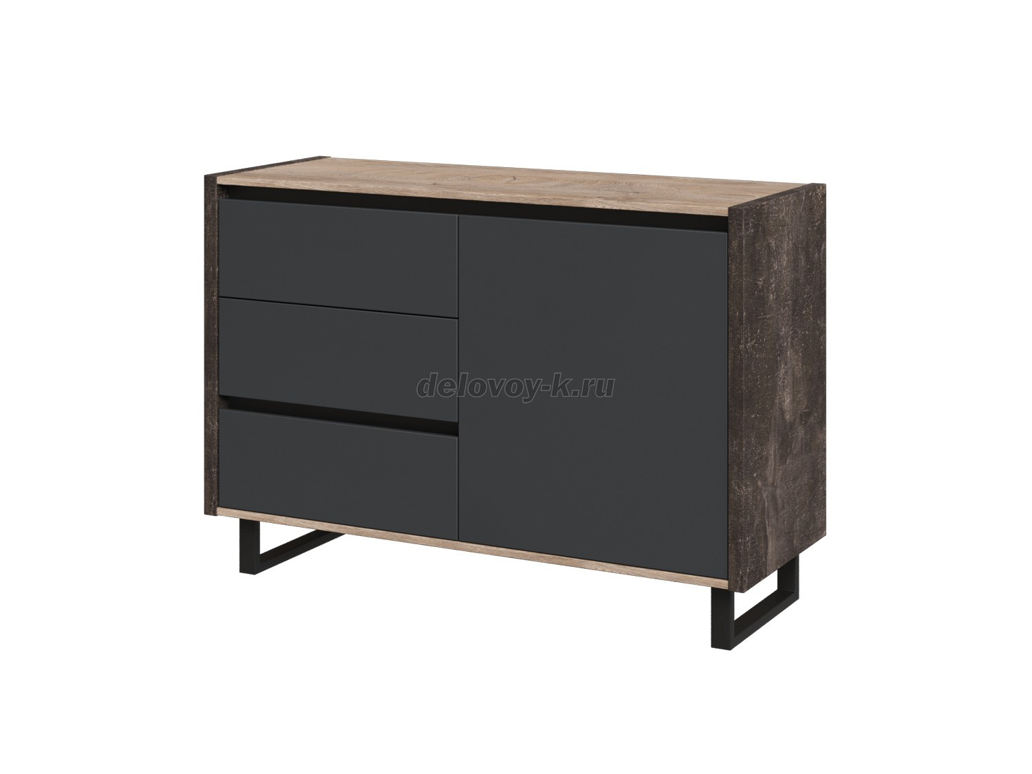 EN.TM-404  Тумба 2-секционная с дверью и 3-мя ящиками 1215х450х835 фото