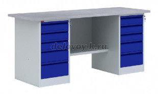 Верстак 2-тумбовый металлический ВП-6Т  1900*685*860мм рис1