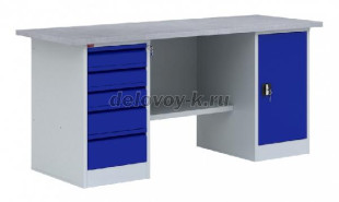 Верстак 2-тумбовый металлический ВП-4/1.6  1600*685*860мм рис1