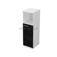 9ПП.017.8 Пенал средний со стеклом и нишей (400-450-1245), правый белый премиум рис4