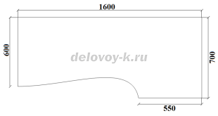 Стол письменный угловой правый ДУ-0.16 пр 1600*700/600*750 рис2