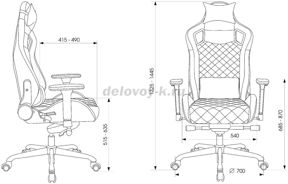 Кресло игровое KNIGHT TITAN ромбики, подголов., крестов. металл фото 2