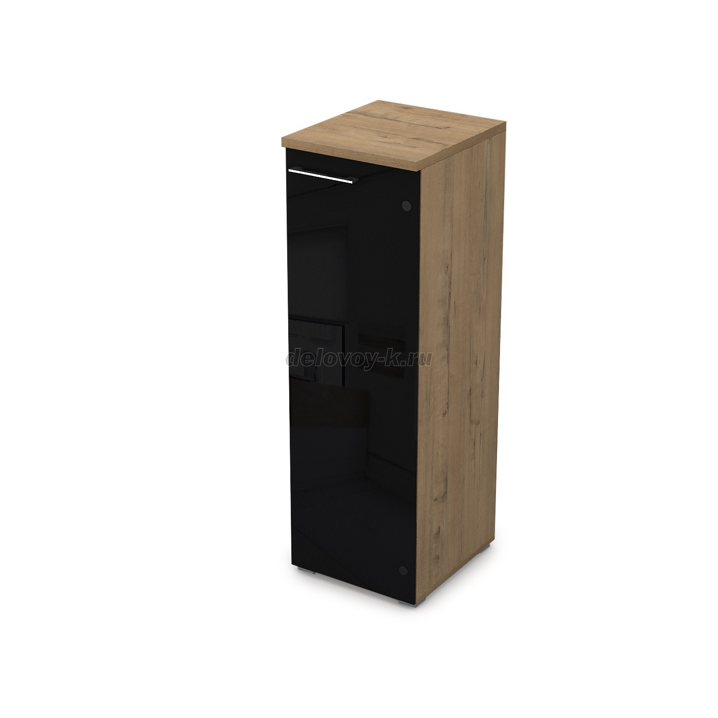 9НП.017.7П Пенал средний со стеклом черный глянец (400*450*1245), правый фото