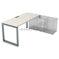 СТП-О.975 Стол рабочий прямолинейный, три опоры - правый (1800-700-750) ivory_алюминий матовый рис3