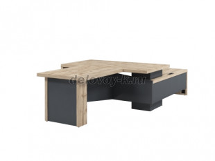 T-818л.1000 Стол руководителя с опорной тумбой (слева) Столешницы 1800*1000, 1150*900. Блок розеток рис1