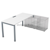 СТП-П.996 Стол рабочий прямолинейный три опоры, правый (2000-900-750) белый премиум_алюминий матовый рис4