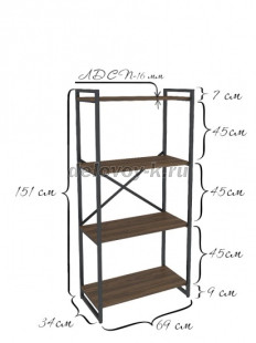 GUTTA Стеллаж 151х69х34 см с 4 полками рис4