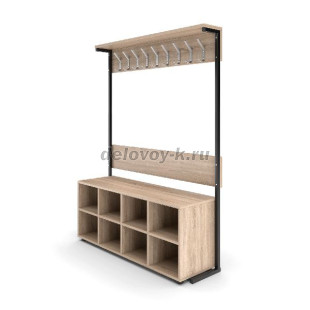 Вешалка 1-сторонняя с тумбой для обуви 1200*360*1600 рис2