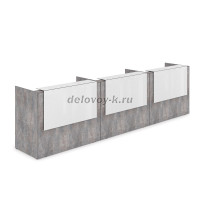 1КР-КЛ.003.1 Комплект Ресепшн с фартуком HPL 4264-750-1149 с подсветкой_Basalt_Белый глянец рис2