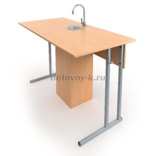 Стол ученический лабораторный с сантехникой без бортиков рис1
