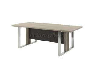 Z-102 Стол для переговоров на металлических опорах на 6 человек (Дуб Галифакс белый/Бетон Чикаго) рис1