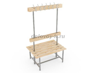 Скамья с деревянным настилом СВТ-4(2) двойная, с крючками 1000х715х1740 рис1