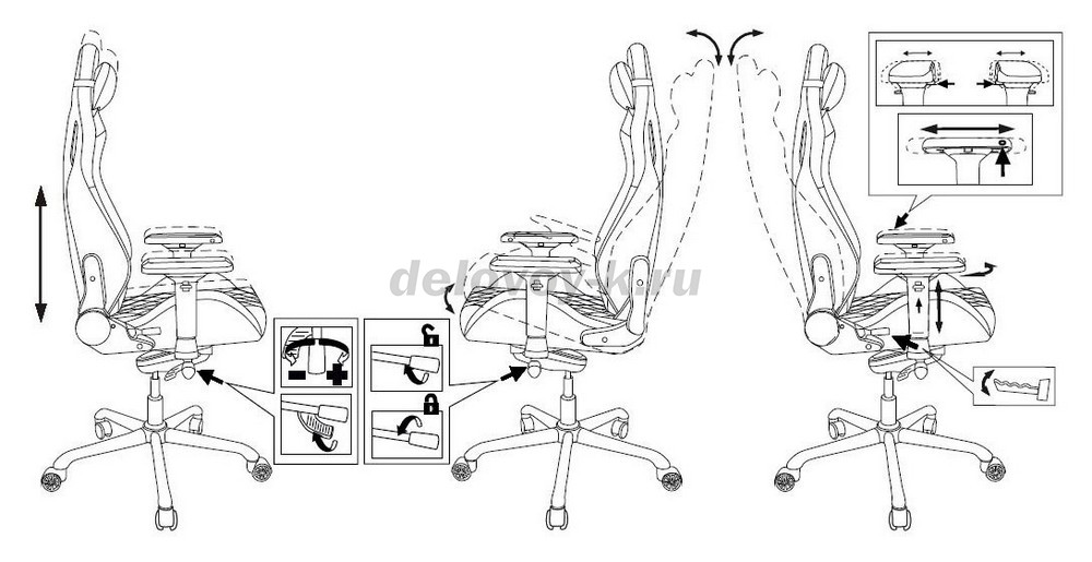 Кресло игровое KNIGHT TITAN ромбики, подголов., крестов. металл фото 3