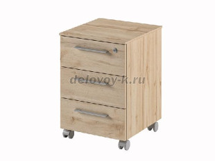 N-91 Тумба подкатная. 3 ящика, направляющие скрытого монтажа с доводчиком. Замок на первый ящик рис1