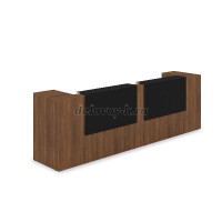 1КРТ-КЛ.005 Комплект Ресепшн с фартуком HPL 3632-751-1149 без подсветки_Шамони темный_Черный матовый рис1