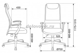 Кресло руководителя Бюрократ KB-8 сетка-ткань, крестовина пластик рис2