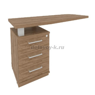 Тумба приставная с топом для криволинейного стола левая (слева от стола) KTP-2 (L) рис1