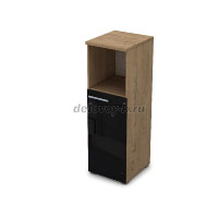 9ПП.017.8 Пенал средний со стеклом и нишей (400-450-1245), правый teakwood рис1